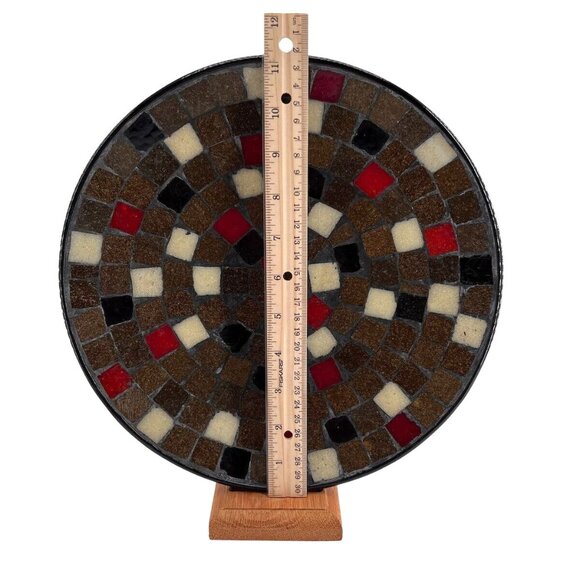 Mosaic Tile Decorative Plate Made in Denmark Black Red Brown White 11-1/4" - Picture 5 of 7